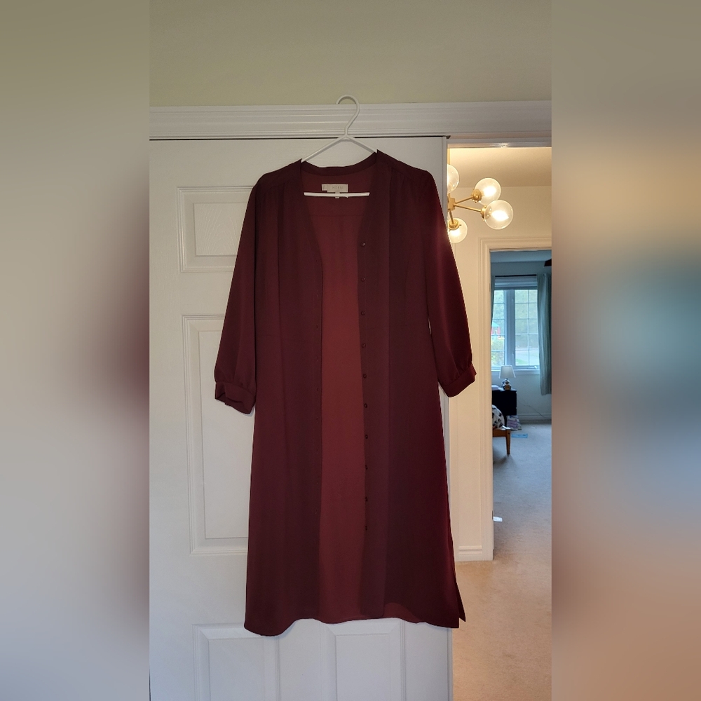 Burgundy Button-Up Long Dress